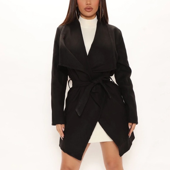 Fashion Nova Jackets & Coats Fashion Nova Black Faux Wool Black